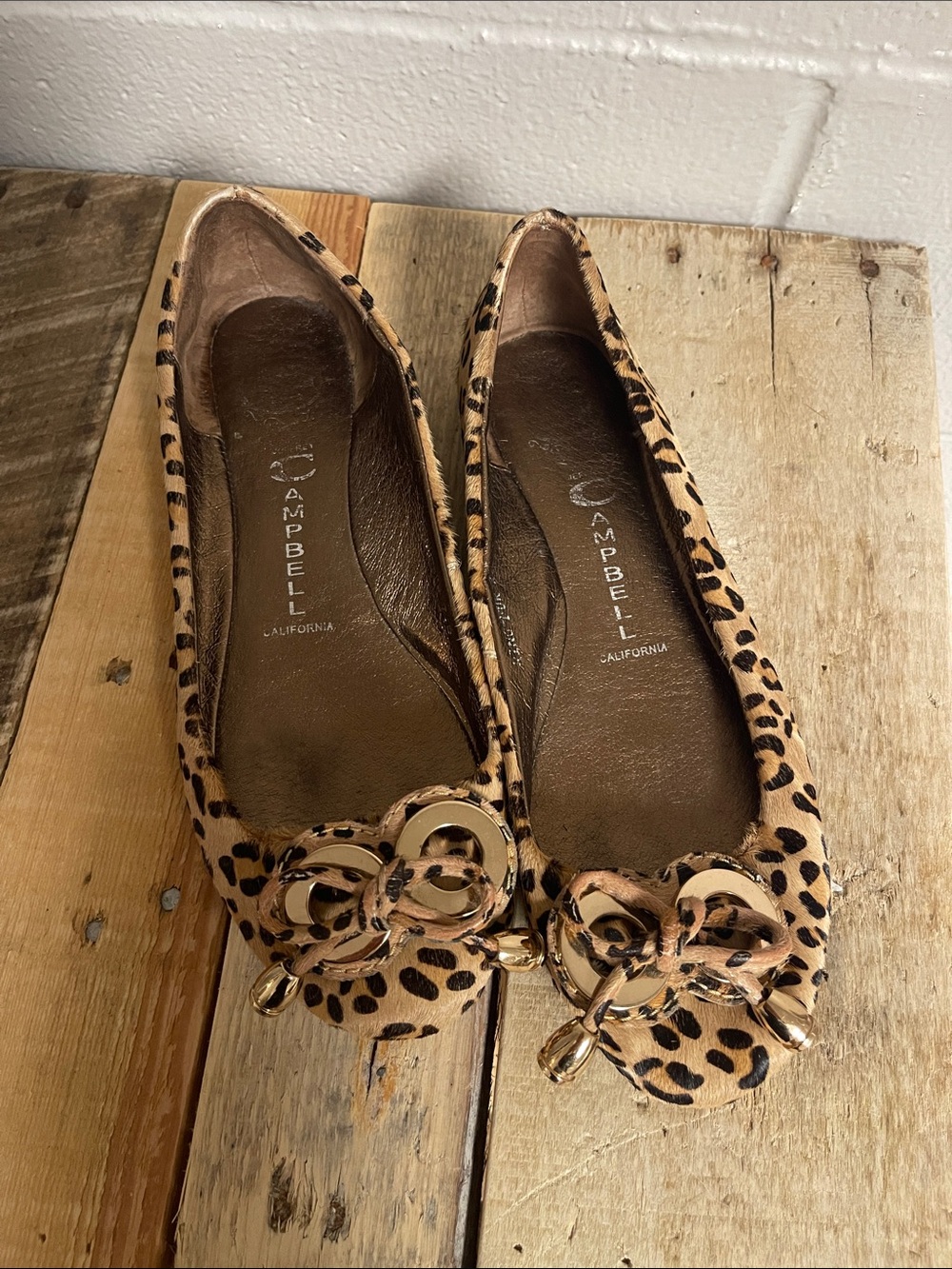 Jeffrey Campbell Leopard-Print Ballet Flats with Gold Accent